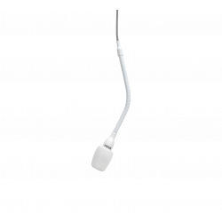 Micrófono mini-condens Cardioide Previo y Adaptador de soporte. Blanco.