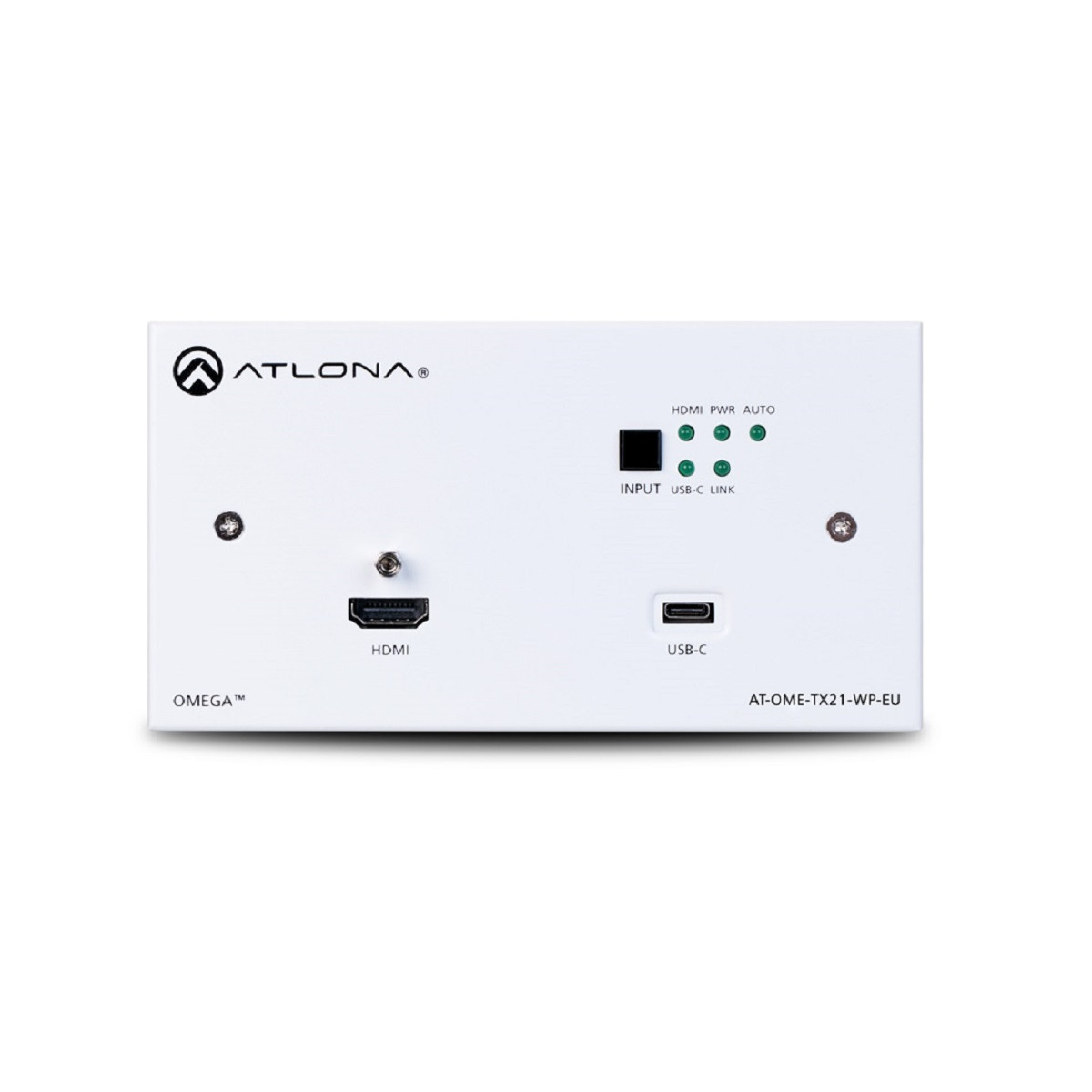 Wallplate switcher transmisor OMEGA 2x1 HDMI y USB-C con HDBaseT (100mts)