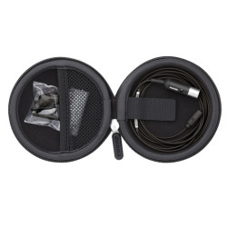 Micrófono lavalier cardioide en color negro y cable MTQG