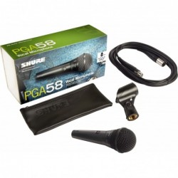Micrófono Dinámico Vocal con Interruptor y cable XLR/XLR PGA58-XLR-E.