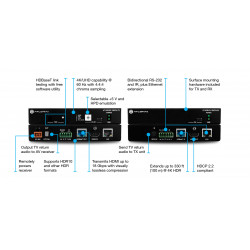 Kit Tx/Rx HDR 4K/UHD HDMI, HDBaseT, Ethernet y audio return óptico y PoE.