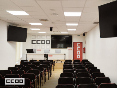 Transformación audiovisual de la sala de actos de CCOO en Aragón